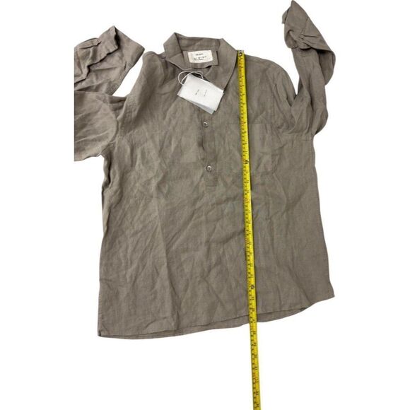 Zara Origins Mens Polo Shirt S Green 100% Linen Long Sleeve 4498/569 NWT - Picture 10 of 11